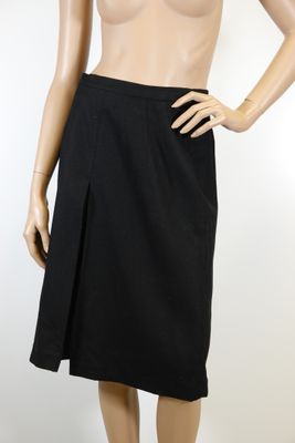 BURBERRY JUPE longue en laine noire fendue.