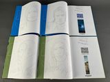 an open book with a drawing of a woman on it