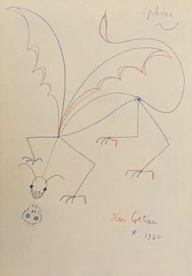 a drawing of a bird on a piece of paper