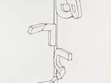 an image of a black and white drawing of a man on a pole