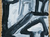 reproduction d'une peinture abstraite en noir et blanc sur un morceau de carton