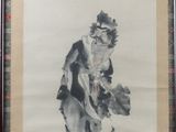 chinese ink painting of a woman in a kimono dress