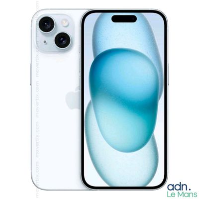 un gros plan d'un iPhone blanc sur fond bleu