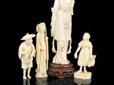 chinese carved ivory figurines of a woman and children