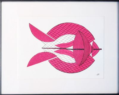 la photo d'une photo représentant un poisson rose dans un cadre