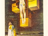 une image représentant un tableau où l'on voit un homme sur une croix, avec une femme debout devant lui