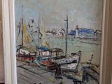 une image d'une peinture de bateaux sur l'eau