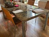 a table that has a book on it in a room