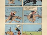 une vieille bande dessinée représentant un homme à cheval poursuivant un chien