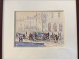 a picture of a painting of a street scene with people
