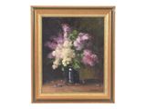 painting of lilas in a vase on a table
