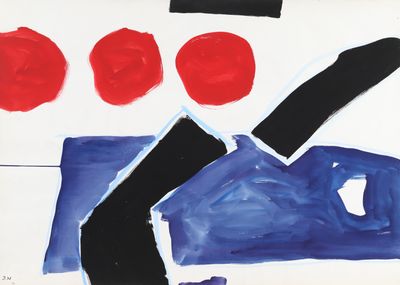 a painting of a knife and red apples on a table