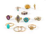 an assortment of rings and rings on a white background