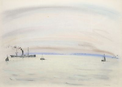 André HAMBOURG (1909-1999) Estuaire Pastel et encre sur papi…