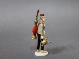 toy figurine of a man with a red bag and a watering can