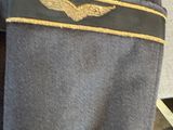 a close up of a pair of jeans with a gold emblem on it