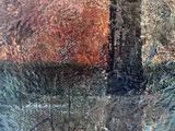 a painting of a tree in the middle of a field