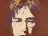 a close up of a painting of a person with glasses on