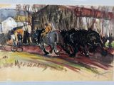 un tableau représentant un homme dans une calèche