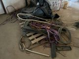 a pile of junk on the floor in a room