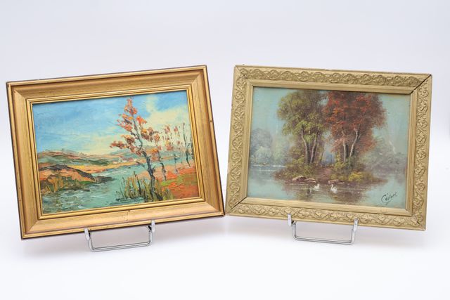 Lot comprenant 1 huile sur toile « Paysage », non signée et 1 hui...