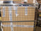 a cart with boxes on top of it in a warehouse