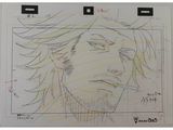 drawing of a man with long hair and a beard in front of a whiteboard