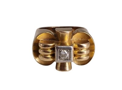 Bague en or avec diamant d'environ 0,05 carats en serti clos… - Photo 1