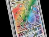 un gros plan d'une carte Pokémon dans un étui en plastique transparent
