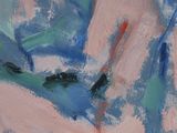 a painting of a woman sitting on a couch