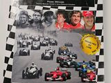 the cover of a book with a picture of formula cars on it