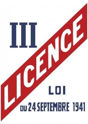 a white and red poster with the words licence on it