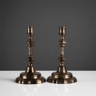 pair of antique brass candlesticks