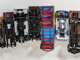 a lot of toy trains that are on the wall