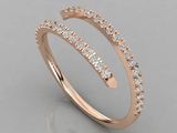 a rose gold ring with two rows of diamonds