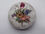 a picture of a decorative box with flowers painted on it
