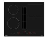 une plaque de cuisson noire à trois feux et deux boutons