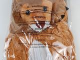 a teddy bear that is wrapped in a plastic bag