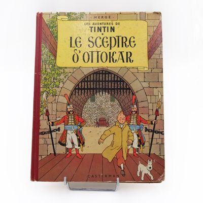 Tintin Le Sceptre d’Ottokar Dos toilé rouge B11 1954
