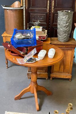 a small table with a bunch of items on it
