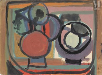 une peinture représentant un vase de fleurs sur une table