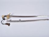 pair of two swords with a lion head on the blade
