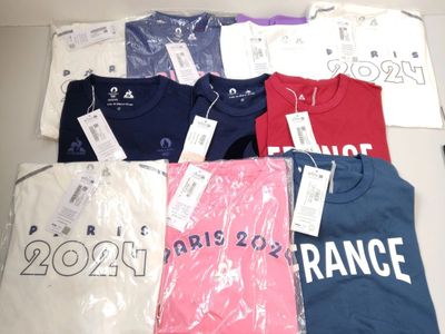 Lot de 10 tee-shirts LE COQ SPORTIF Paris 2024, diverses tai…