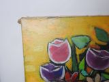 a picture of a painting of flowers on a yellow background