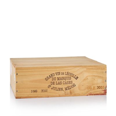 a wooden box that has a label on it