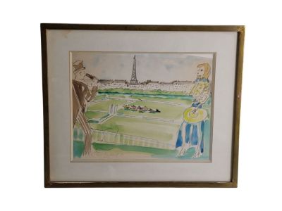 Louis TOUCHAGUES (1893-1974) "le champ de course" Aquarelle …