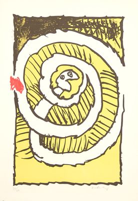 une image représentant un dessin d'un chien dans une spirale