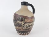 a vase with a horse drawn on it on a white surface