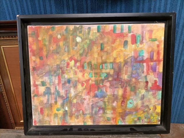 Composition abstraite. Huile sur toile. Monogrammé LT daté 97. 