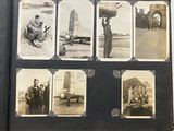several black and white photos of people and airplanes in an old book